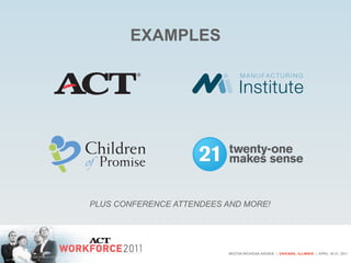 EXAMPLES




PLUS CONFERENCE ATTENDEES AND MORE!
 