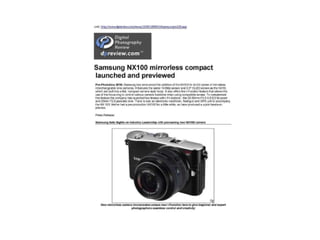Samsung NX100 mirrorless compact launched and previewed