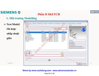 1. Môi trường Modelling
 New/Model/
Ok hoặc
nhấp chuột
giữa
Phần II SKETCH
1/16/2017 55
Page 55 of 100
w
w
w
.advancecad.edu.vn
Share by www.cachdung.com - www.advancecad.edu.vn
 