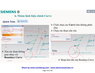6. Nhóm lệnh hiệu chỉnh Curve
Quick Trim
 Click chọn các Curve làm đường phân
chia
 Chọn các đoạn cần xóa
 Đoạn kéo dài của Boudary Curve
1
2
3
 Xóa các đoạn không
giao nhau với
Boundary Curve
Trim
1/16/2017 79
Page 79 of 100
Share by www.cachdung.com - www.advancecad.edu.vn
 