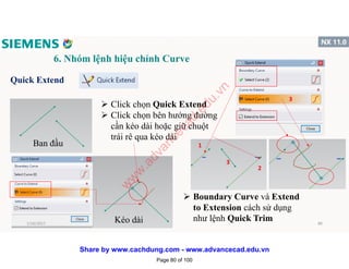 6. Nhóm lệnh hiệu chỉnh Curve
Quick Extend
Ban đầu
 Click chọn Quick Extend
 Click chọn bên hướng đường
cần kéo dài hoặc giữ chuột
trái rê qua kéo dài
Kéo dài
 Boundary Curve và Extend
to Extension cách sử dụng
như lệnh Quick Trim
1
2
3
3
1/16/2017 80
Page 80 of 100
w
w
w
.advancecad.edu.vn
Share by www.cachdung.com - www.advancecad.edu.vn
 