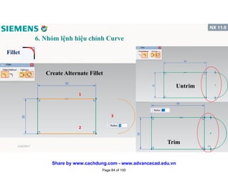 6. Nhóm lệnh hiệu chỉnh Curve
Fillet
Create Alternate Fillet
1
2
3
Trim
Untrim
1/16/2017 84
Page 84 of 100
Share by www.cachdung.com - www.advancecad.edu.vn
 