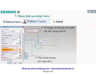 7. Nhóm lệnh sao chép Curve
v Pattern Curve  Linear
 Chọn thêm hướng
sao chép thứ 2
 Số lượng và khoảng cách giữa
các đối tượng liền kề
1/16/2017 96
Page 96 of 100
Share by www.cachdung.com - www.advancecad.edu.vn
 