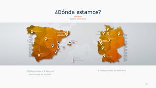 9
4 Delegaciones y 5 Agentes
Autorizados en España
¿Dónde estamos?
España y Alemania
9 Delegaciones en Alemania
Delegaciones
Agentes Autorizados
PONTEVEDRA
BARCELONA
CENTRAL &
DELEGACIÓN
CLOPPENBURG CELLE
ESPAÑA
MADRID
ALICANTE
MURCIA
SEVILLA
ALBACETE
VALENCIA
ISLAS
BALEARES
ALEMANIA
CENTRAL
DÜSSELDORF
BERLIN
ROSDORF
ALBIG
OFFENBURG
KÖLN
OLDENBURG
HAMBURG
 