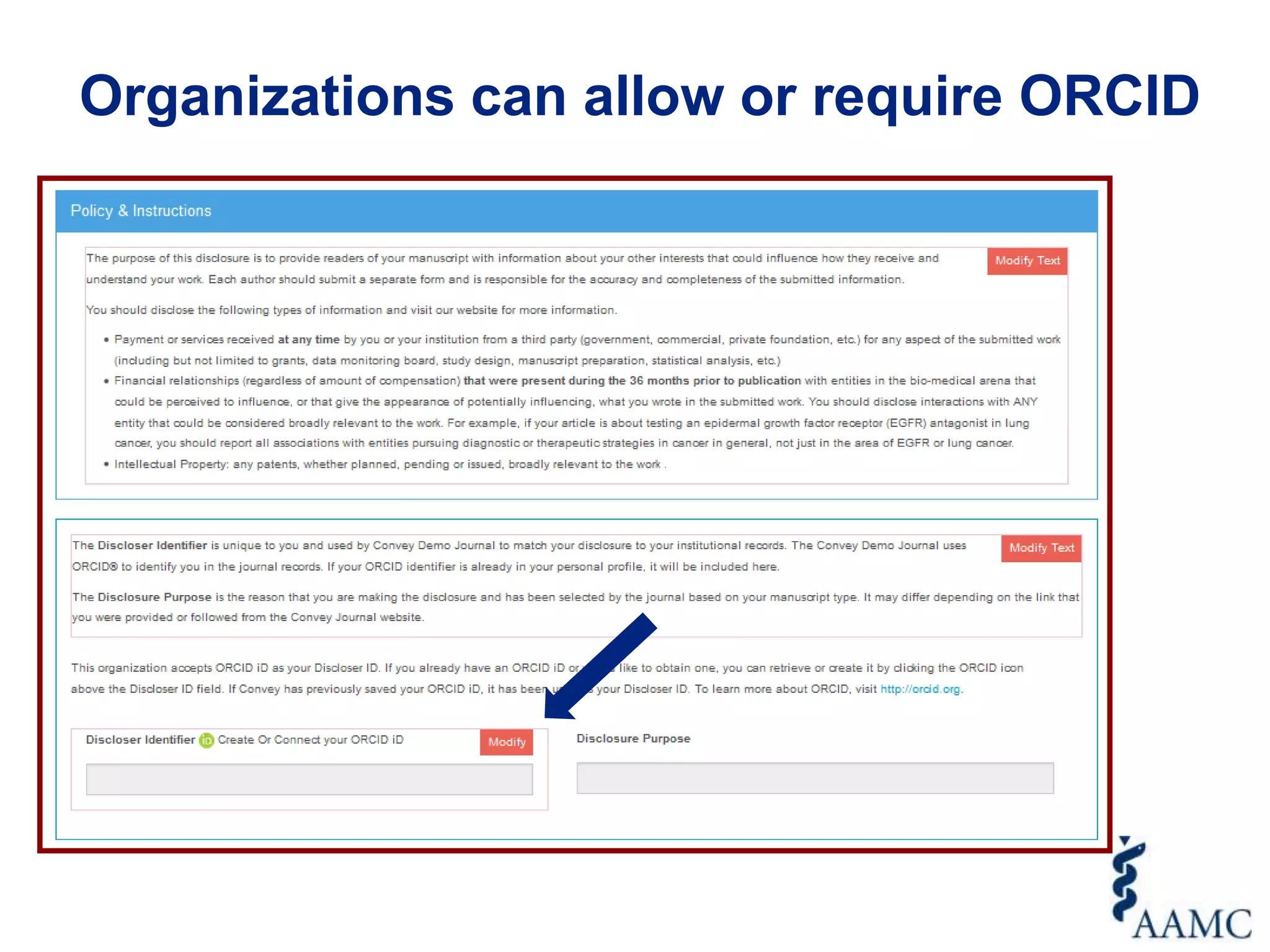 Organizations can allow or require ORCID
