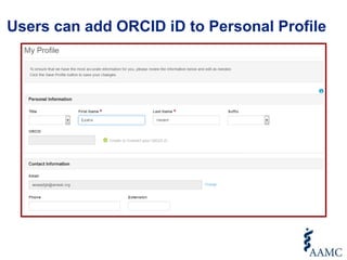 Users can add ORCID iD to Personal Profile
 