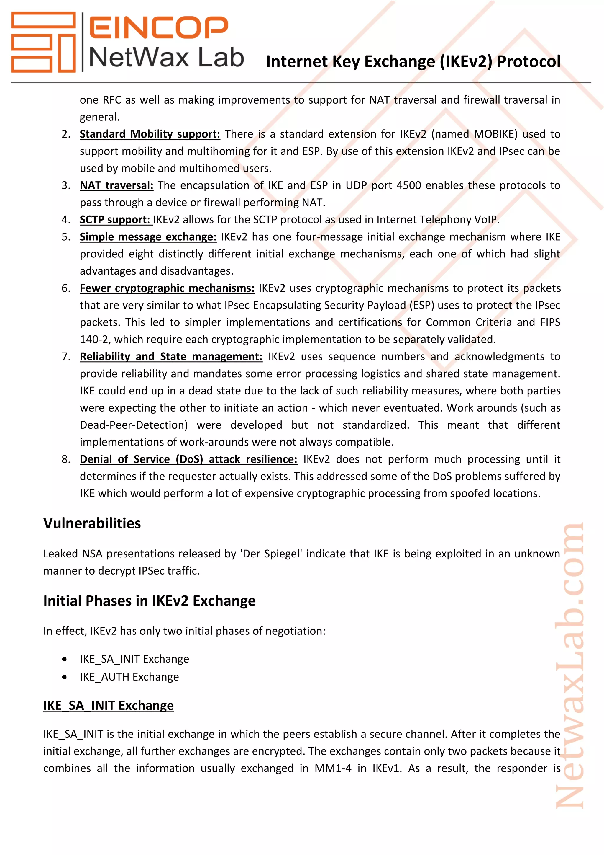 Internet Key Exchange (ikev2) Protocol | PDF