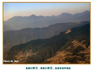 蓊鬱的峽谷 , 層層的梯田 , 點綴著幾間精緻
 