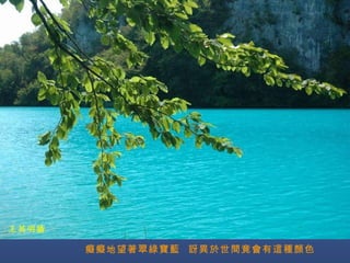 癡癡地望著翠綠寶藍  訝異於世間竟會有這種顏色 