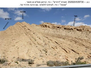 ‫נ.צ. – 037935/029202 תצורת "דרורים" – גיר, קירטון ופצלים או חוואר .‬
         ‫"שבטה" – גיר, לעיתים דולומיטי, עם הרבה תרכיזי צור.‬


         ‫שבטה‬
                                                                   ‫נצר‬
‫דרורים‬




                           ‫1933‬
 