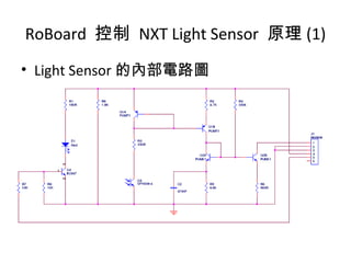 RoBoard 控制 NXT Light Sensor 原理 (1)
• Light Sensor 的內部電路圖
 