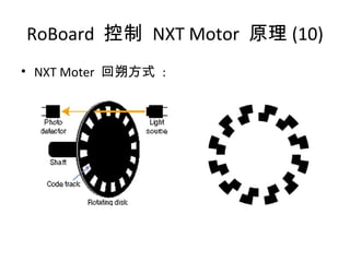 RoBoard 控制 NXT Motor 原理 (10)
• NXT Moter 回朔方式 :
 