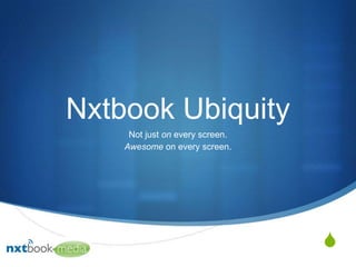 Nxtbook Ubiquity
Not just on every screen.
Awesome on every screen.

S

 