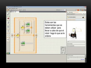 Estas son las 
herramientas que se 
deben utilizar para 
llevar a cabo de que el 
robot haga lo que se le 
ordene 
 