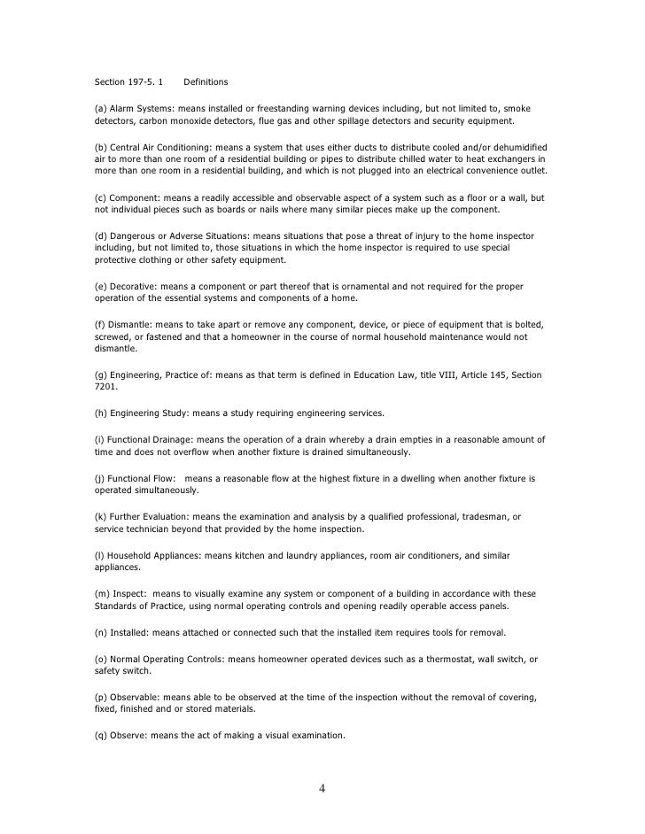Standards Of Practice For Home Inspectors New York Standards Of Practice For Home Inspectors New York