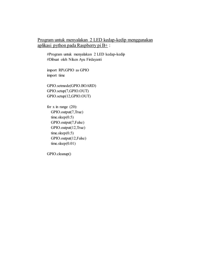 Flowchart dan program untuk menyalakan 2 LED menggunakan aplikasi ...