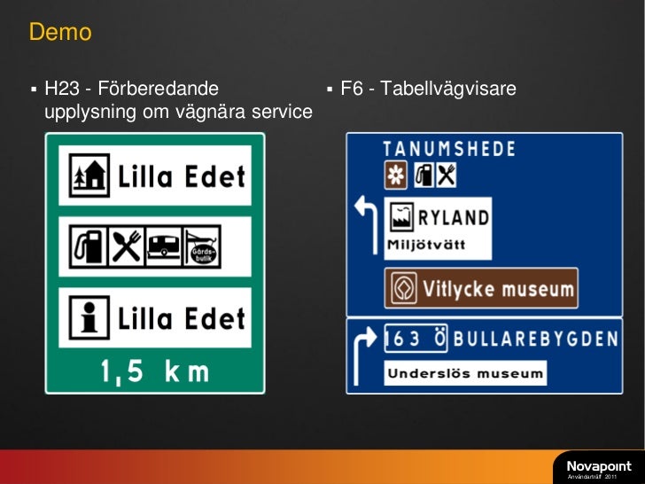 Nya novapoint vägmärken