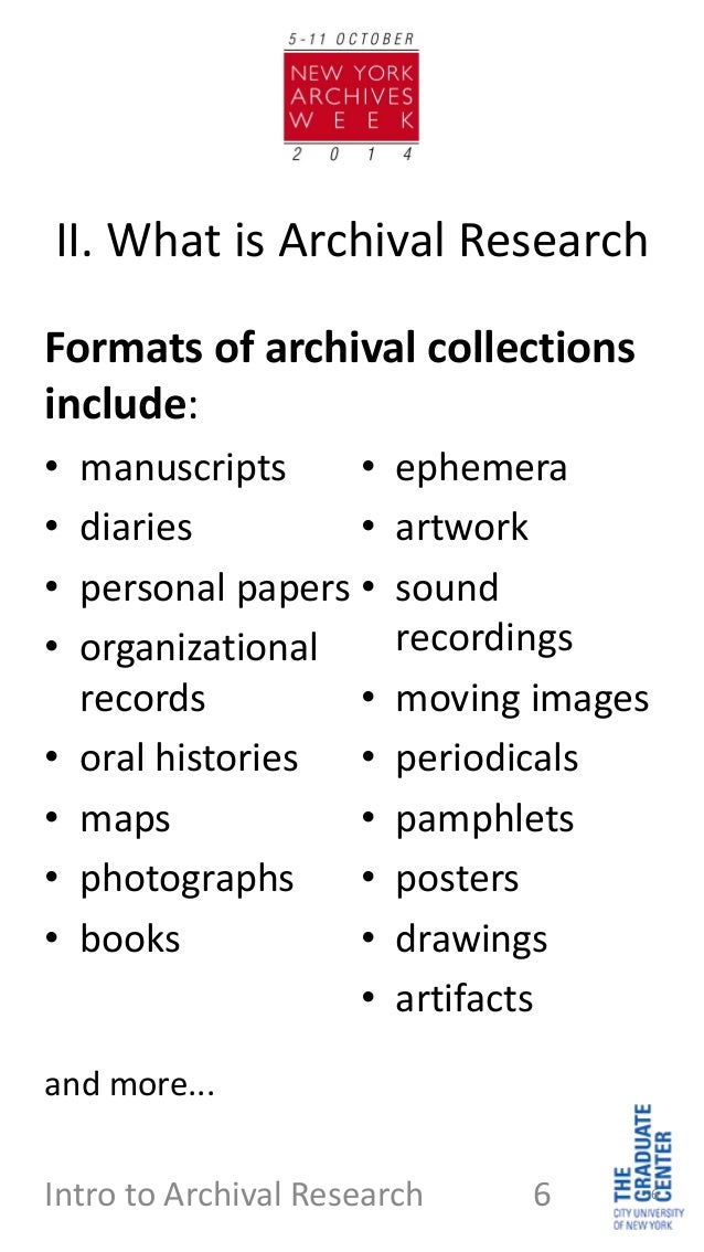 Ny archives week Into to Archival Research