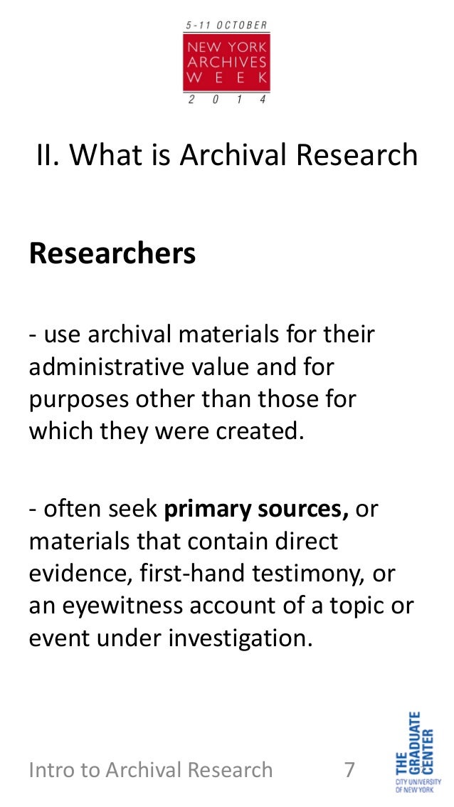 Ny archives week Into to Archival Research
