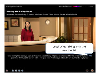 Level One: Talking with the 
       receptionist.
 