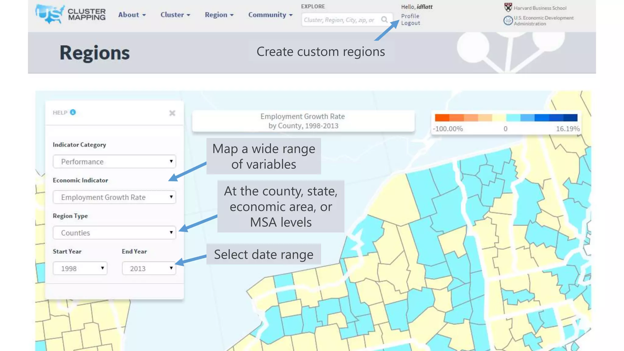 #NYATEPFALL15
Map a wide range
of variables
At the county, state,
economic area, or
MSA levels
Select date range
Create custom regions
 