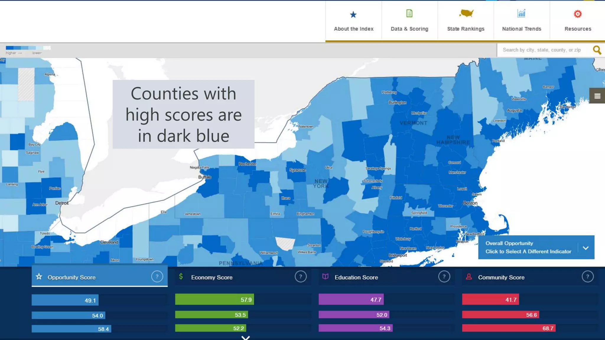 #NYATEPFALL15
Counties with
high scores are
in dark blue
 