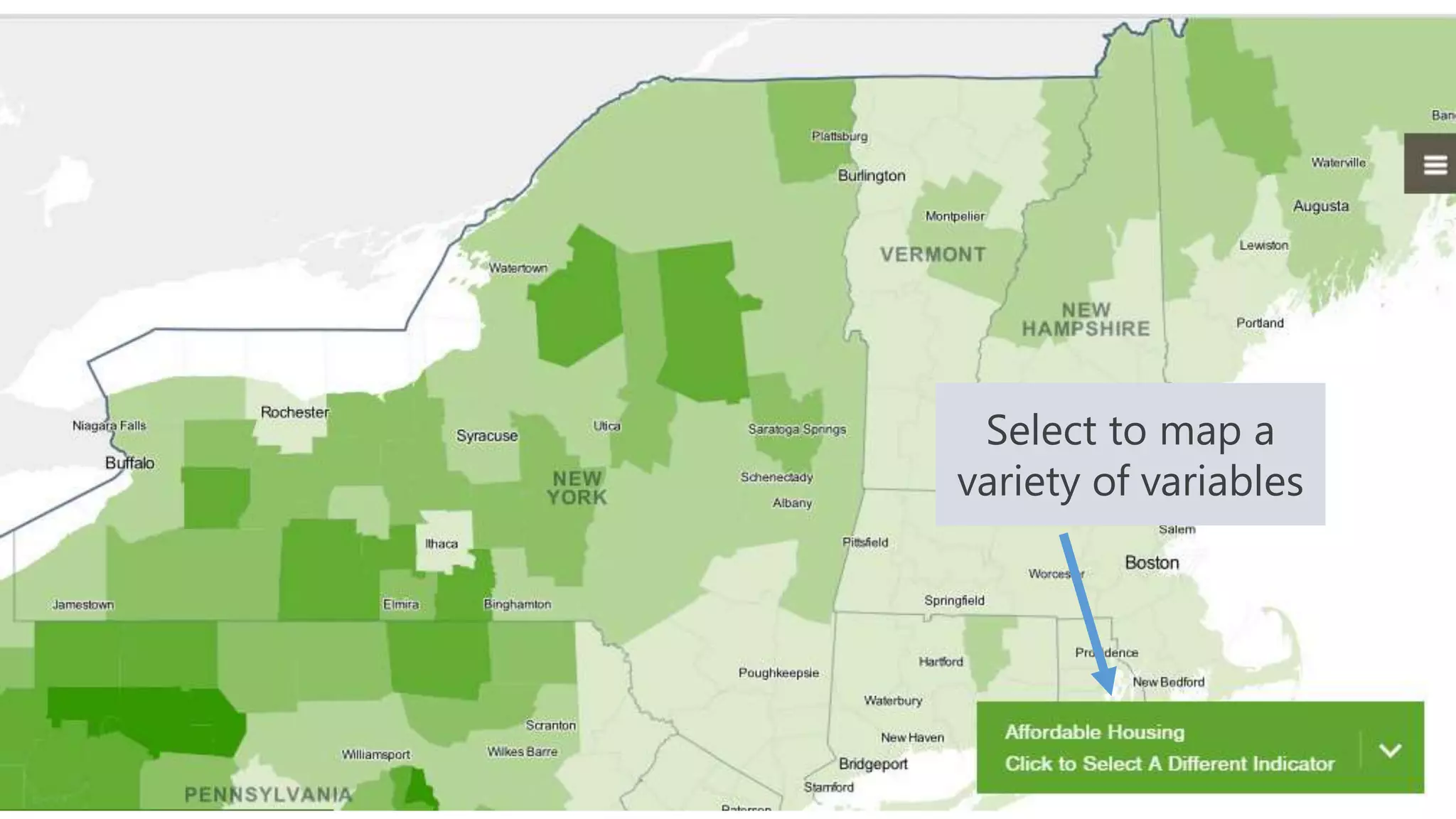 #NYATEPFALL15
Select to map a
variety of variables
 