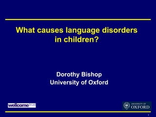 What causes language disorders
         in children?



          Dorothy Bishop
        University of Oxford




                                 1
 