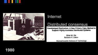 Internet
Distributed consensus
1980
 