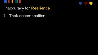 Inaccuracy for Resilience
1. Task decomposition
 