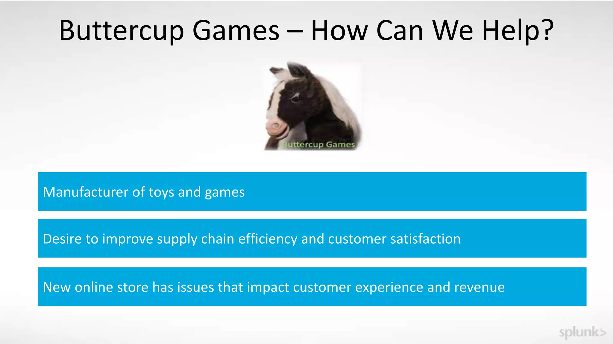 Buttercup Games – How Can We Help?
Manufacturer of toys and games
Desire to improve supply chain efficiency and customer satisfaction
New online store has issues that impact customer experience and revenue
 