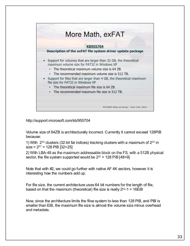 nyc4sec an introduction to the microsoft exfat file system draft 2 fat file size limit
