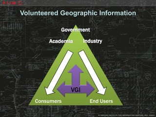 Volunteered Geographic Information




                VGI
    Consumers         End Users
 
