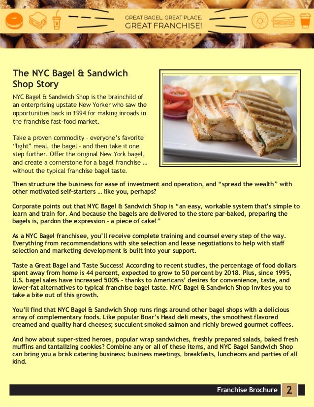 NYC Bagel and Sandwich Shop Franchise Brochure