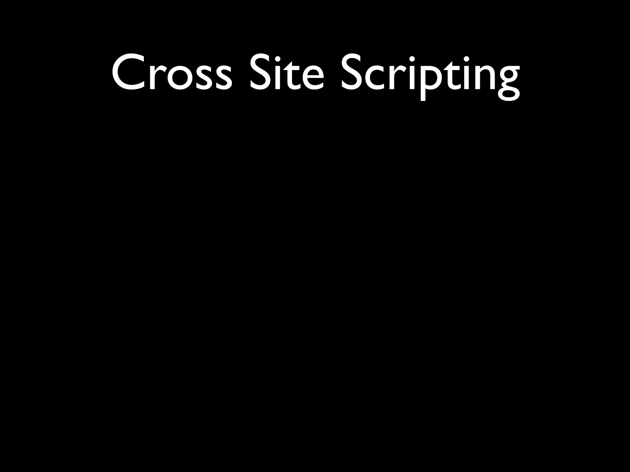 Cross Site Scripting 