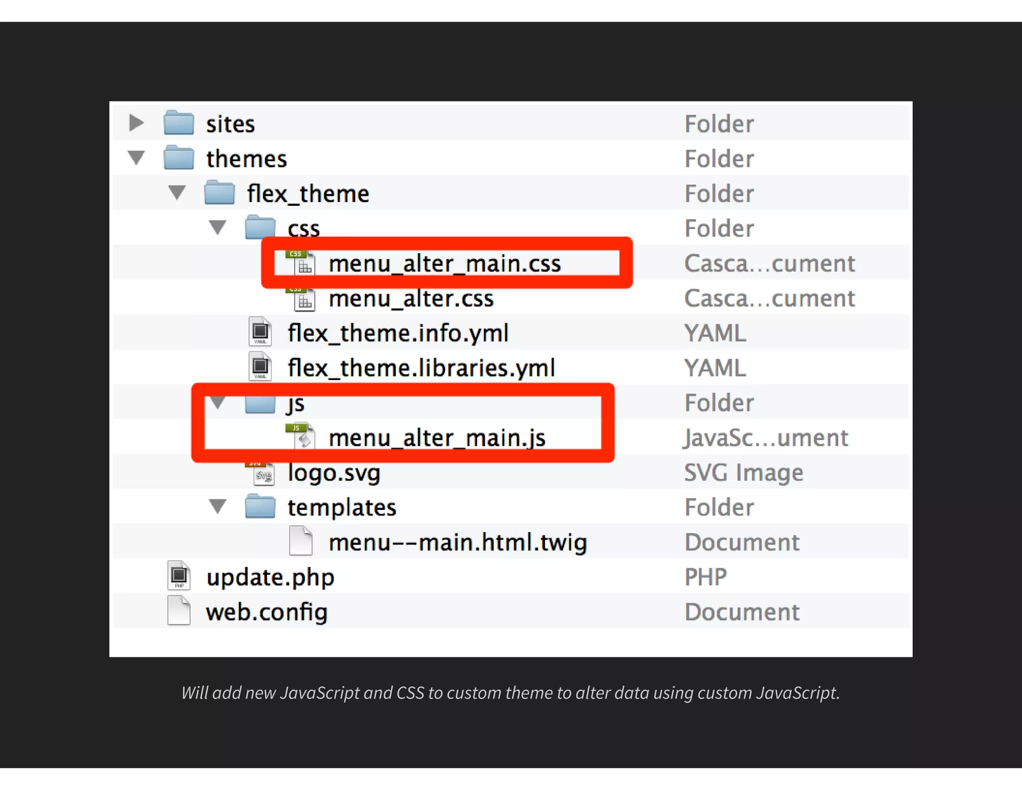 Will add new JavaScript and CSS to custom theme to alter data using custom JavaScript.
 