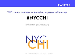 NYC-CHI Connected Spaces: NYC IoT Event, September 5, 2013
