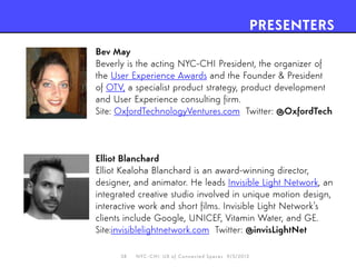 NYC-CHI Connected Spaces: NYC IoT Event, September 5, 2013