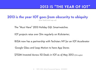 NYC-CHI Connected Spaces: NYC IoT Event, September 5, 2013