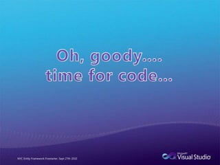 EF4 Changes to the RescueForeign KeysBig help for selected list values on postbackState MethodsApplyCurrentValues, ApplyOriginalValuesChangeStateChangeRelationshipState (when no FKs)POCO Classes & T4 GenerationSelf-Tracking Entities for use with WCF