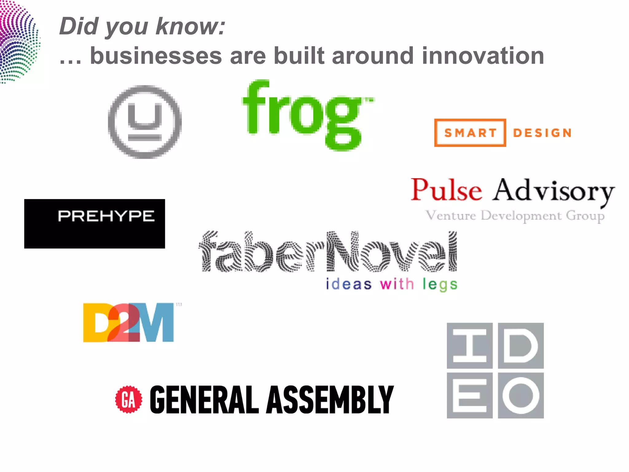 Did you know:
… businesses are built around innovation
 