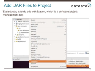 Add .JAR Files to Project
20
Easiest way is to do this with Maven, which is a software project
management tool
 