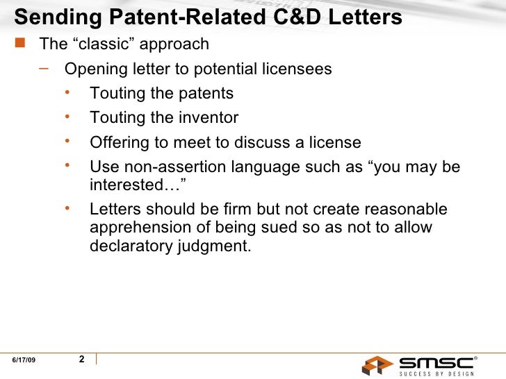 Sending & Receiving PatentRelated Cease & Desist Letters
