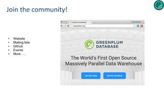 Join the community!
• Website
• Mailing lists
• Github
• Events
• More ….
 