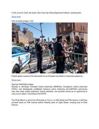 Pride march, other related events could be targets for violence | PDF