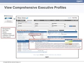 View Comprehensive Executive Profiles Biographies Bio Clips News Relationships Affiliation Strength Web Search 