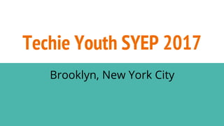 Techie Youth SYEP 2017
Brooklyn, New York City
 