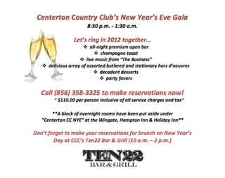 NYE collateral for Ten22 Bar & Grill