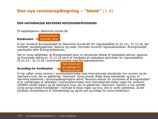 40 | November 2012 | Mastersæt. Power Point40 | Ny erklæringsbekendtgørelse m.v. | Jesper Seehausen
Den nye revisionspåteg...