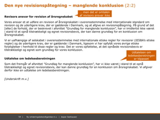 54 | November 2012 | Mastersæt. Power Point54 | Ny erklæringsbekendtgørelse m.v. | Jesper Seehausen
Den nye revisionspåteg...
